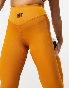 Золотистые бесшовные леггинсы в рубчик HIIT-Золотистый