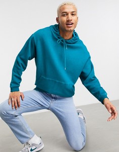 Худи в стиле oversized голубого цвета с фиксированным низом и эффектом масляной стирки ASOS DESIGN-Зеленый цвет