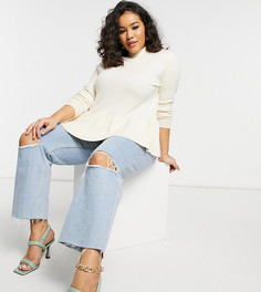 Кремовый джемпер с высоким воротом и баской Vero Moda Curve-Розовый
