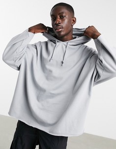 Oversized-худи серого цвета с необработанным краем от комплекта ASOS DESIGN-Серый