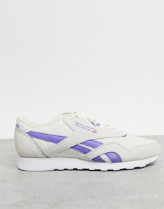 Бело-фиолетовые нейлоновые кроссовки Reebok Classic-Белый