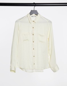 Кремовая атласная рубашка Hollister-Бежевый