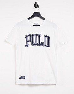 Белая футболка с большим логотипом спереди Polo Ralph Lauren-Белый