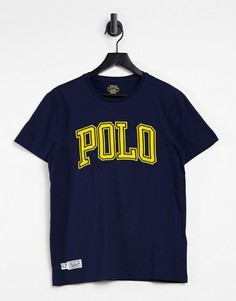 Темно-синяя футболка с большим логотипом Polo Ralph Lauren-Темно-синий