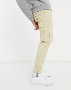 Светло-бежевые брюки карго с ремнем Topman-Светло-бежевый