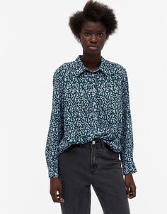 Синяя блузка с принтом из переработанного материала Monki Assa-Многоцветный