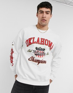 Белый свитшот в университетском стиле Topman