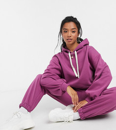 Спортивный костюм с oversize-худи и контрастным поясом / oversize-джоггерами ягодного цвета ASOS DESIGN Petite-Красный