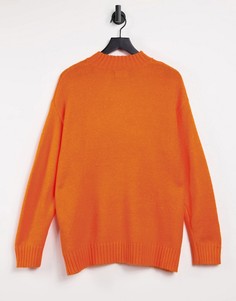 Оранжевый oversized-джемпер с круглым вырезом Bershka-Оранжевый цвет