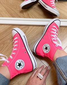 Розовые высокие кеды Converse Chuck Taylor All Star Hi-Розовый цвет