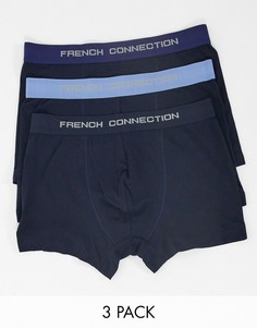 Набор из трех синих боксеров-брифов French Connection-Синий