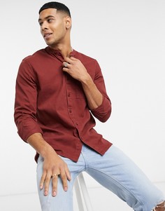 Рубашка рыжего цвета из твила с воротником-стойкой на пуговицах New Look-Коричневый
