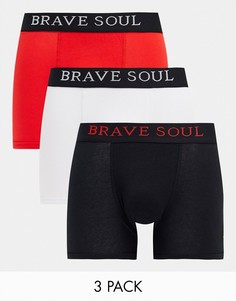 Набор из 3 боксеров-брифов с контрастным поясом Brave Soul-Многоцветный