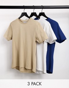 Набор из 3 свободных футболок белого, темно-синего и цвета хаки Another Influence-Многоцветный