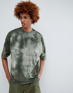 Свободная футболка цвета хаки с рукавами до локтя ASOS DESIGN-Зеленый