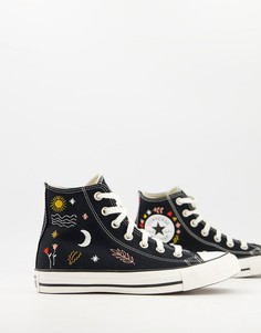 Черные высокие кроссовки с вышивкой Converse Chuck Taylor All Star-Черный цвет