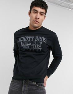Черный свитшот с круглым вырезом Schott-Черный цвет