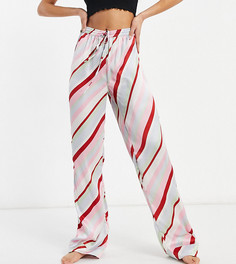 Атласные пижамные комбинируемые брюки в разноцветную полоску ASOS DESIGN Tall-Многоцветный