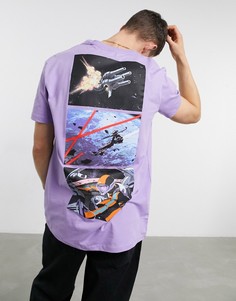 Розовато-лиловая футболка с принтом "space cowboy" на груди и спине Bershka-Сиреневый
