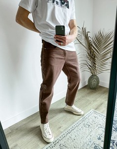 Темно-коричневые джинсы классического кроя из жесткого материала ASOS DESIGN-Коричневый цвет