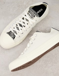 Кремово-белые кроссовки с контрастным язычком Converse Chuck Taylor All Star Low-Белый
