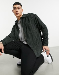 Черная выбеленная oversized-рубашка в стиле 90-х из фактурного вельвета ASOS DESIGN-Серый