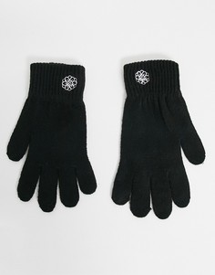 Вязаные перчатки с вышивкой смайлика ASOS DESIGN-Черный цвет