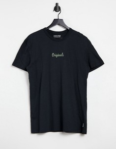 Черная футболка с неоновым логотипом Jack & Jones Originals-Черный цвет