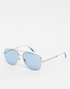 Солнцезащитные очки-авиаторы с голубыми стеклами и золотистой оправой Marc Jacobs-Золотистый
