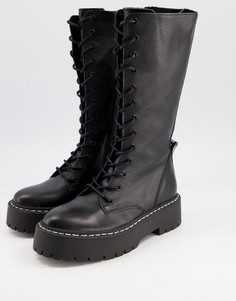 Высокие массивные ботинки из кожи черного цвета, со шнуровкой Steve Madden Vroom-Черный