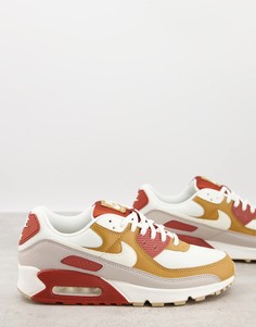 Коричнево-оранжевые кроссовки Nike Air Max 90-Светло-коричневый