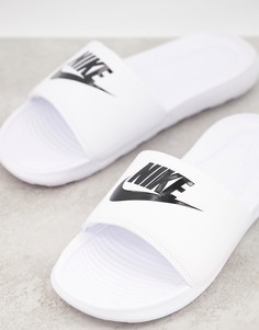 Белые шлепанцы Nike Victori One-Черный цвет