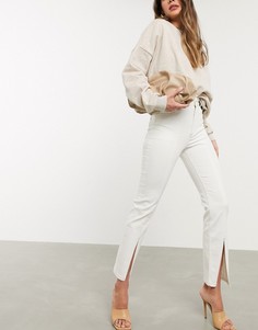 Светло-бежевые джинсы-сигареты с завышенной талией ASOS DESIGN-Кремовый