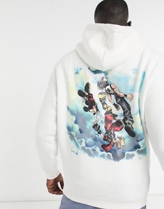 Худи белого цвета с принтом Kingdom Hearts Bershka-Белый