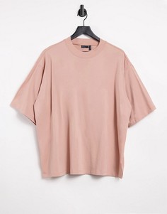 Бежевая футболка в стиле super oversized с разрезами по бокам ASOS DESIGN-Бежевый