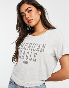 Серая классическая футболка American Eagle-Серый