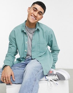 Oversized-рубашка в стиле 90-х цвета морской волны из органического денима ASOS DESIGN-Зеленый цвет