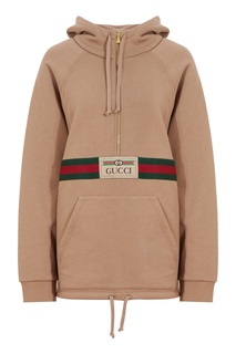 Коричневое худи с молнией Gucci