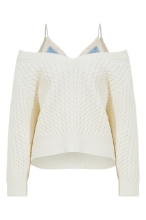 Белый комбинированный пуловер Alexander Wang.T
