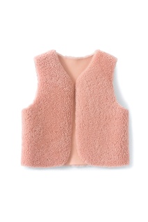 Меховой розовый жилет Poppy Bonpoint