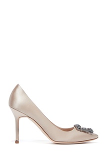 Туфли цвета шампань Hangisi Satin 90 Manolo Blahnik