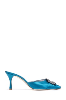 Бирюзовые мюли Salvora Satin 70 Manolo Blahnik