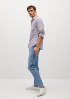 Хлопковая рубашка slim fit в полоску - Kodaki-i Mango