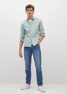 Хлопковая рубашка slim fit в полоску - Kodaki-i Mango
