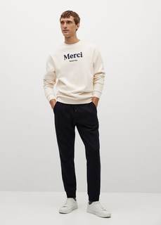 Свитшот из органического хлопка с надписью - Merci Mango