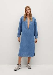 Джинсовое платье с V-образной горловиной - Tunic-i Mango