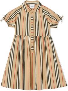 Burberry Kids поплиновое платье в полоску Icon Stripe