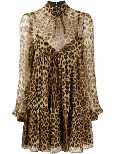 Philipp Plein полупрозрачное платье с леопардовым принтом