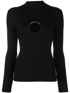 Versace джемпер в рубчик с вырезом