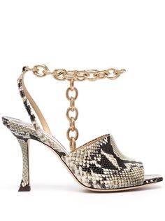 Jimmy Choo босоножки с цепочкой и змеиным принтом
